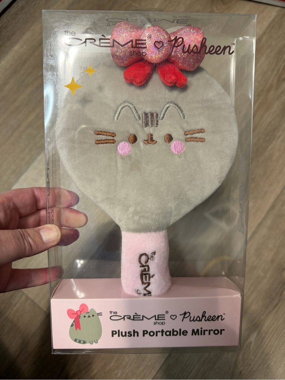 The Crème Shop x Pusheen Plush Portable Mirror - Gray & Pink